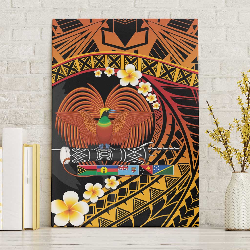 Melanesian Papua New Guinea Canvas Wall Art Plumeria Bird of Paradise Tribal LT9 Without Frame Red - Polynesian Pride