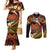 Melanesian Papua New Guinea Couples Matching Mermaid Dress and Long Sleeve Button Shirt Plumeria Bird of Paradise Tribal