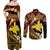 Melanesian Papua New Guinea Couples Matching Off Shoulder Maxi Dress and Long Sleeve Button Shirt Plumeria Bird of Paradise Tribal