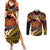 Melanesian Papua New Guinea Couples Matching Summer Maxi Dress and Long Sleeve Button Shirt Plumeria Bird of Paradise Tribal