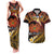 Melanesian Papua New Guinea Couples Matching Tank Maxi Dress and Hawaiian Shirt Plumeria Bird of Paradise Tribal