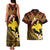 Melanesian Papua New Guinea Couples Matching Tank Maxi Dress and Hawaiian Shirt Plumeria Bird of Paradise Tribal