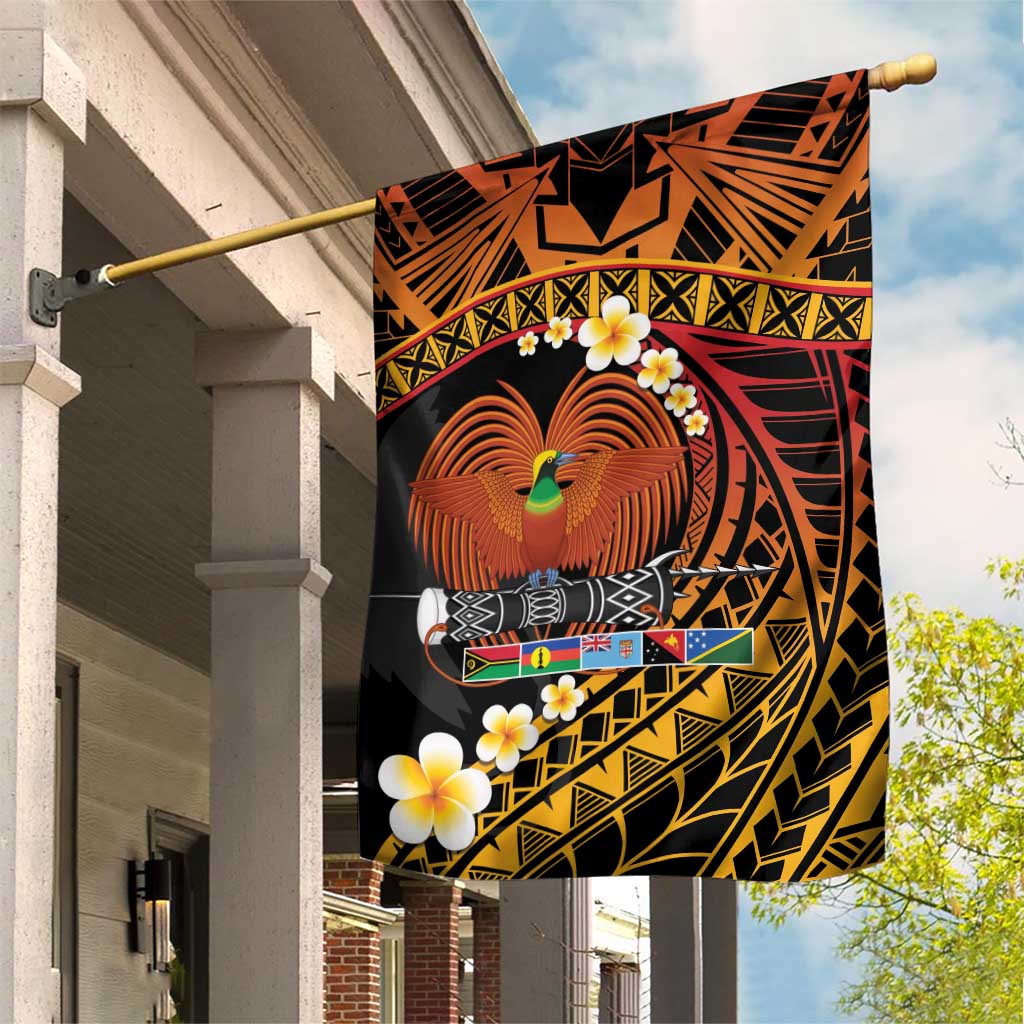 Melanesian Papua New Guinea Garden Flag Plumeria Bird of Paradise Tribal LT9 House Flag Red - Polynesian Pride