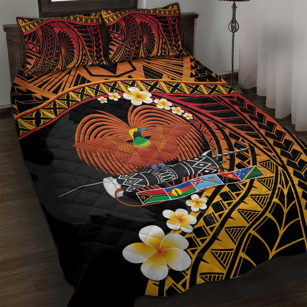 Melanesian Papua New Guinea Quilt Bed Set Plumeria Bird of Paradise Tribal LT9 Red - Polynesian Pride