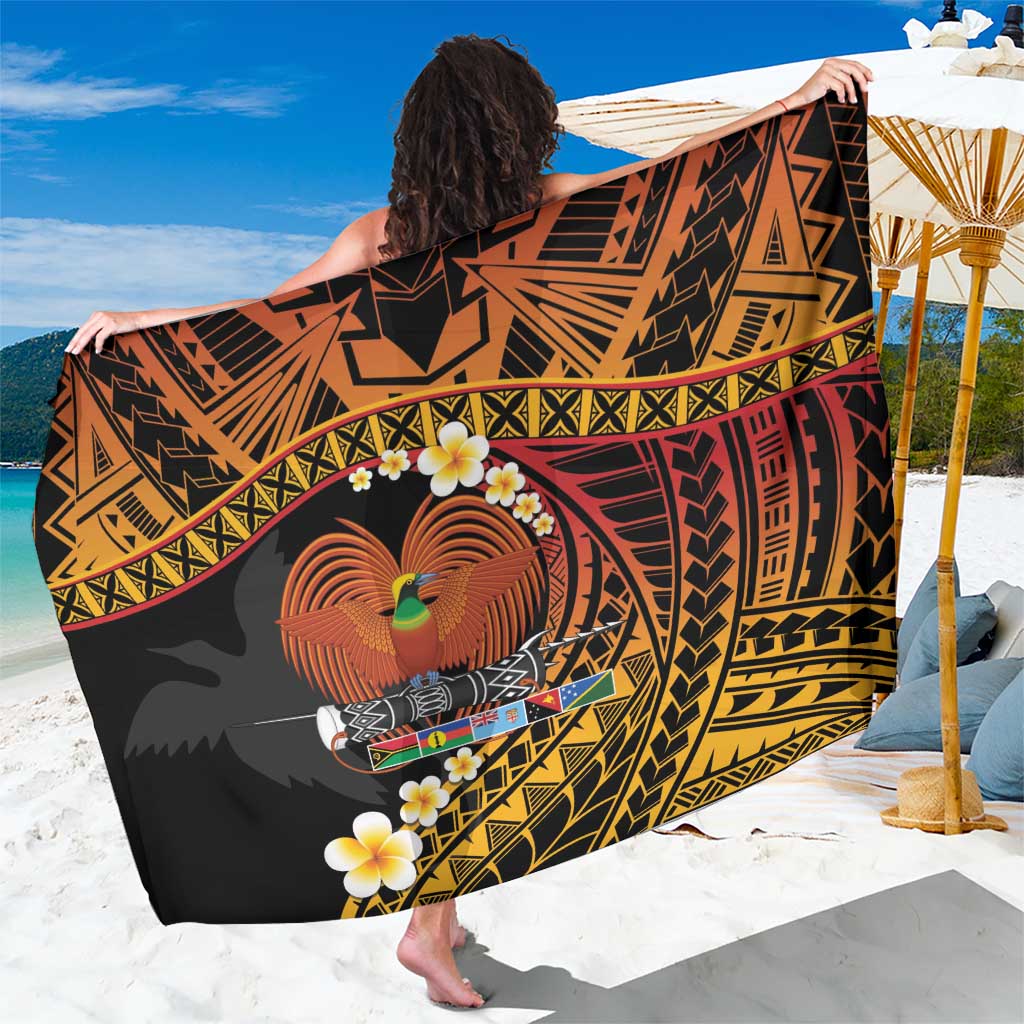 Melanesian Papua New Guinea Sarong Plumeria Bird of Paradise Tribal LT9 One Size 44 x 66 inches Red - Polynesian Pride