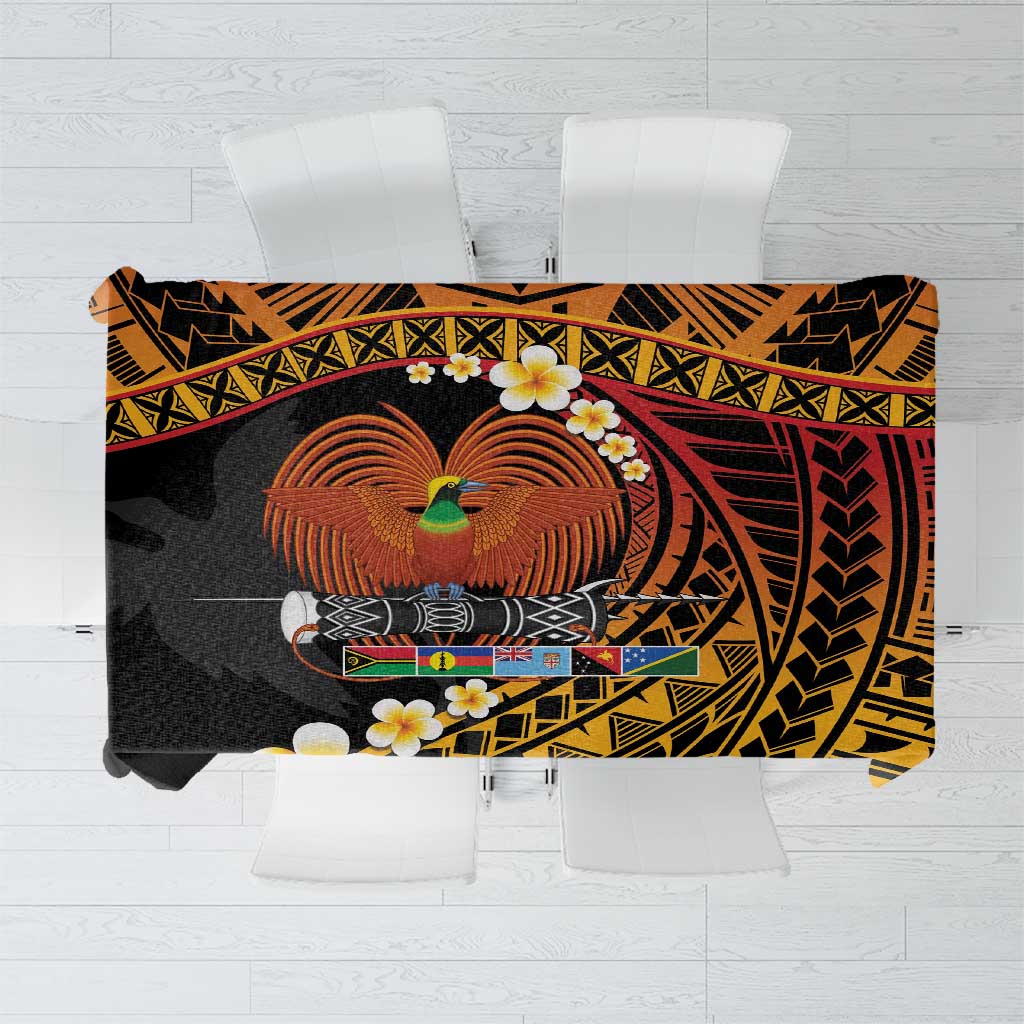 Melanesian Papua New Guinea Tablecloth Plumeria Bird of Paradise Tribal LT9 Red - Polynesian Pride