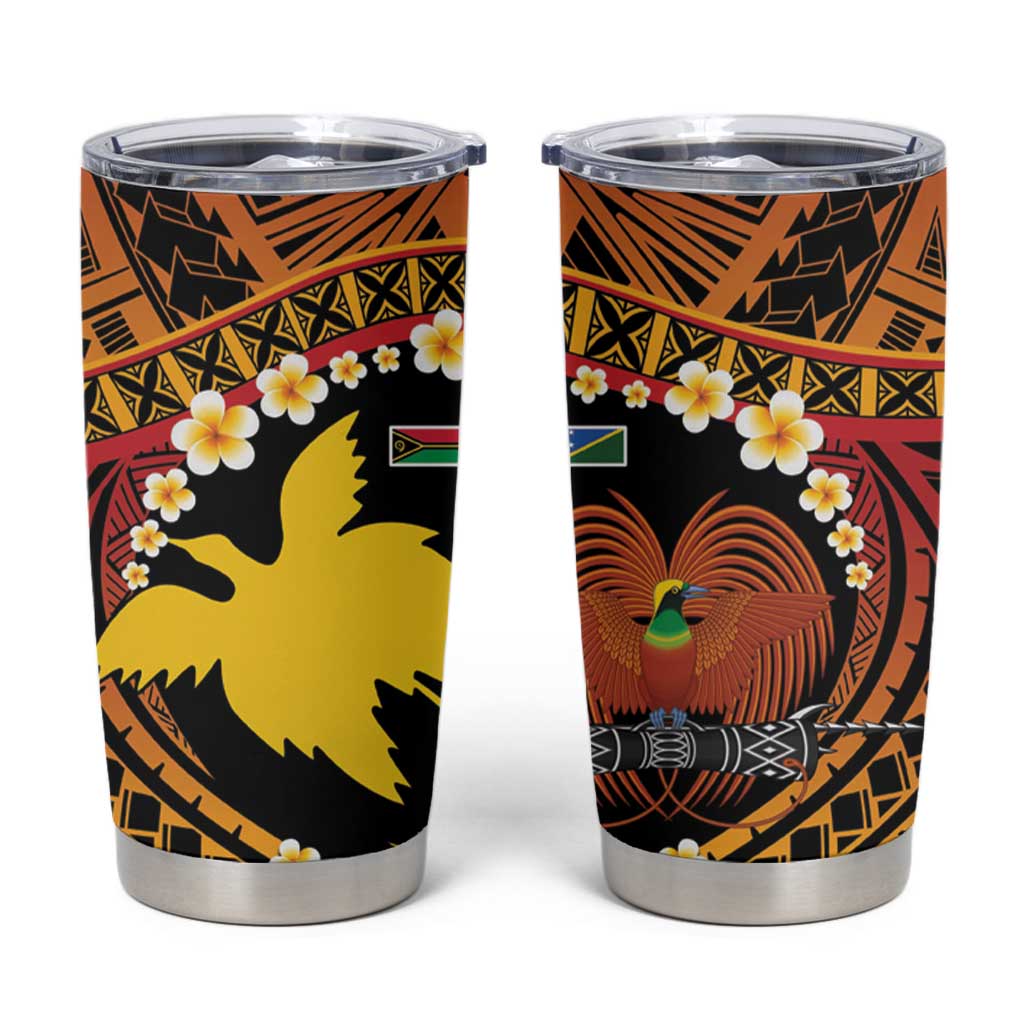 Melanesian Papua New Guinea Tumbler Cup Plumeria Bird of Paradise Tribal LT9 Red - Polynesian Pride