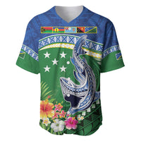 Melanesian Solomon Islands Baseball Jersey Tropical Shark Tattoo LT9 Blue - Polynesian Pride