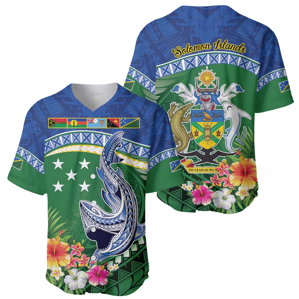 Melanesian Solomon Islands Baseball Jersey Tropical Shark Tattoo LT9 - Polynesian Pride