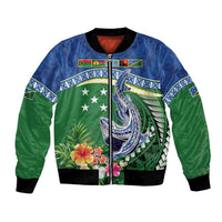 Melanesian Solomon Islands Bomber Jacket Tropical Shark Tattoo LT9 Unisex Blue - Polynesian Pride