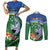 Melanesian Solomon Islands Couples Matching Short Sleeve Bodycon Dress and Long Sleeve Button Shirt Tropical Shark Tattoo