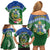 Melanesian Solomon Islands Family Matching Off Shoulder Short Dress and Hawaiian Shirt Tropical Shark Tattoo