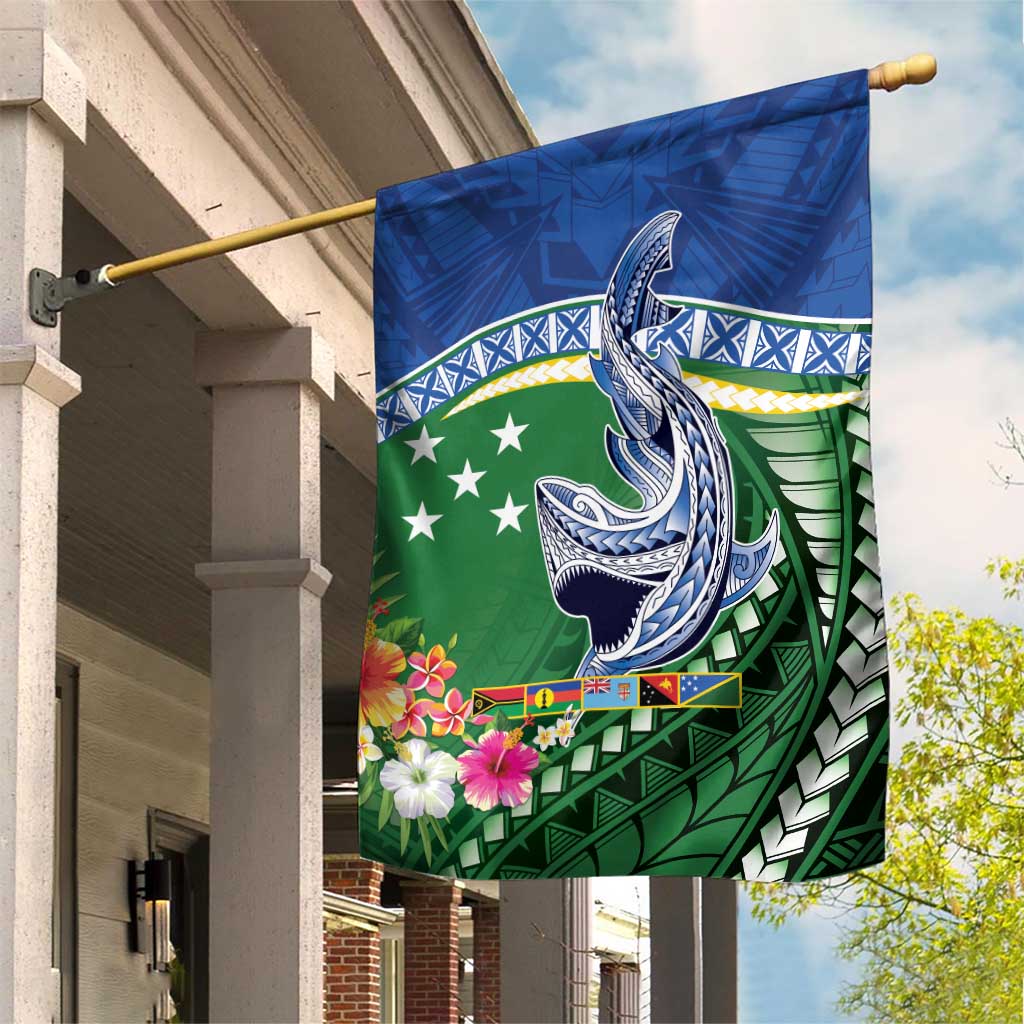 Melanesian Solomon Islands Garden Flag Tropical Shark Tattoo LT9 House Flag Blue - Polynesian Pride