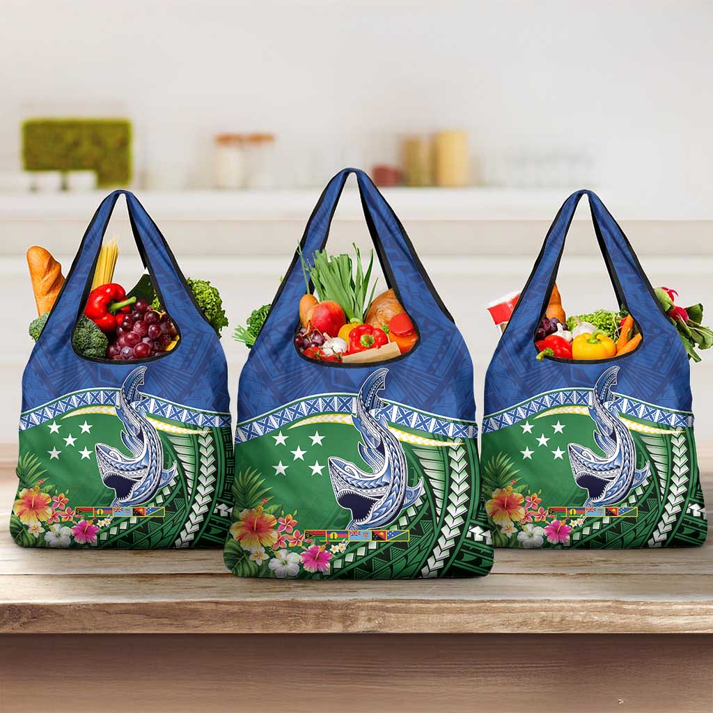 Melanesian Solomon Islands Grocery Bag Tropical Shark Tattoo LT9 3-pack One Size Blue - Polynesian Pride
