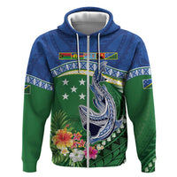 Melanesian Solomon Islands Hoodie Tropical Shark Tattoo LT9 Zip Hoodie Blue - Polynesian Pride