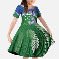 Melanesian Solomon Islands Kid Short Sleeve Dress Tropical Shark Tattoo LT9 KID Blue - Polynesian Pride