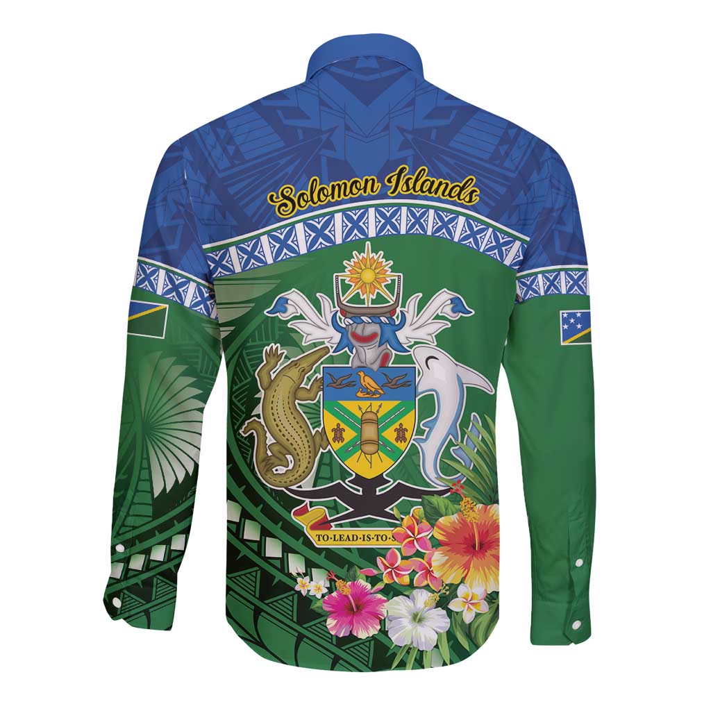 Melanesian Solomon Islands Long Sleeve Button Shirt Tropical Shark Tattoo LT9 - Polynesian Pride