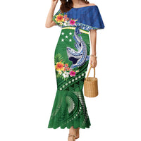 Melanesian Solomon Islands Mermaid Dress Tropical Shark Tattoo LT9 Women Blue - Polynesian Pride