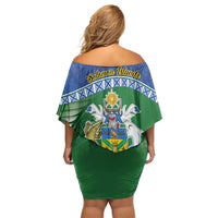 Melanesian Solomon Islands Off Shoulder Short Dress Tropical Shark Tattoo LT9 - Polynesian Pride