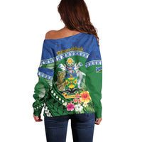 Melanesian Solomon Islands Off Shoulder Sweater Tropical Shark Tattoo LT9 - Polynesian Pride