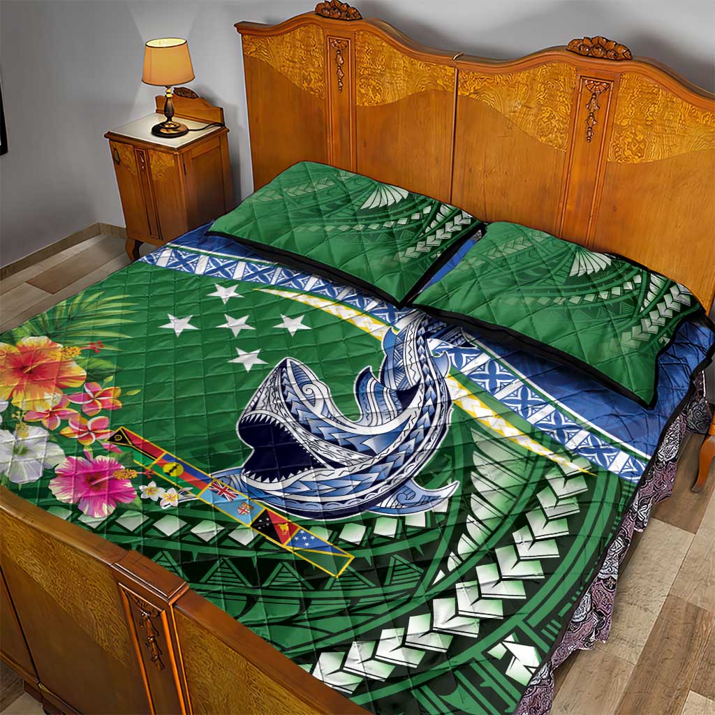 Melanesian Solomon Islands Quilt Bed Set Tropical Shark Tattoo LT9 - Polynesian Pride