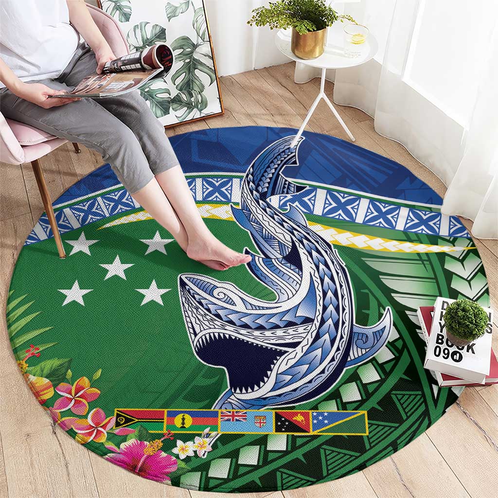 Melanesian Solomon Islands Round Carpet Tropical Shark Tattoo LT9 - Polynesian Pride