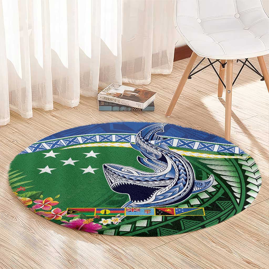 Melanesian Solomon Islands Round Carpet Tropical Shark Tattoo LT9 - Polynesian Pride