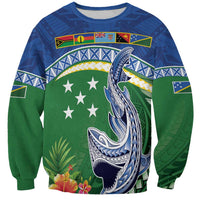 Melanesian Solomon Islands Sweatshirt Tropical Shark Tattoo LT9 Unisex Blue - Polynesian Pride