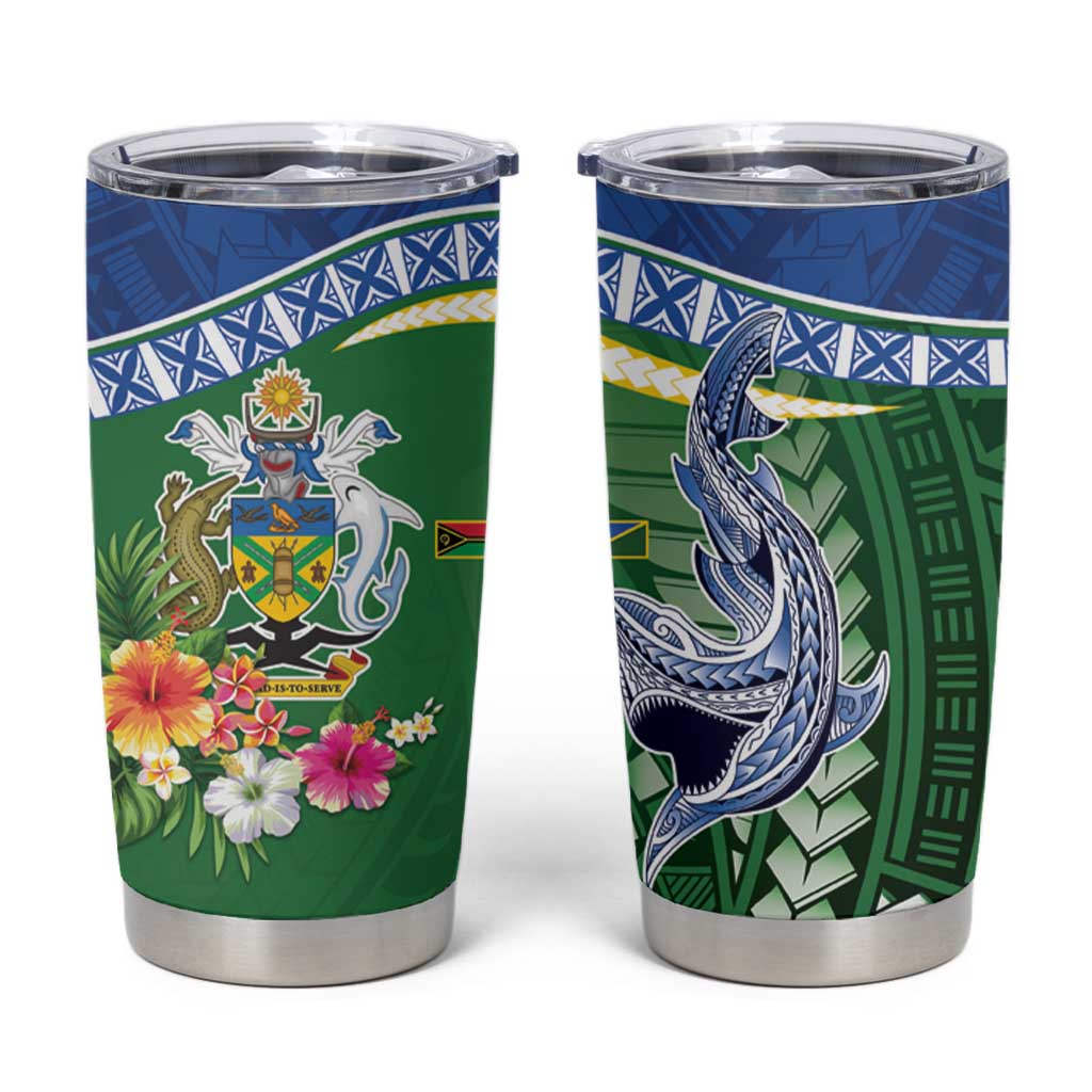 Melanesian Solomon Islands Tumbler Cup Tropical Shark Tattoo LT9 Blue - Polynesian Pride