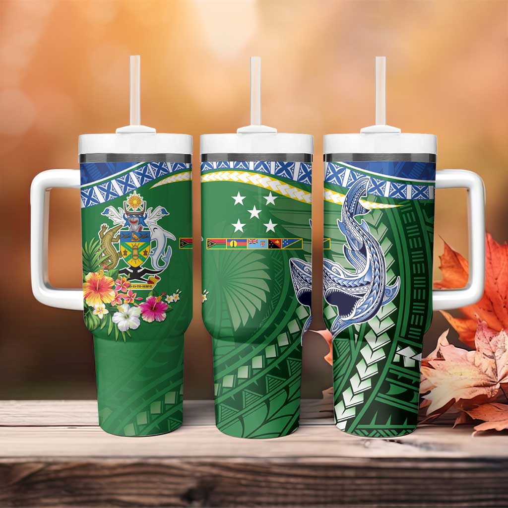 Melanesian Solomon Islands Tumbler With Handle Tropical Shark Tattoo LT9 - Polynesian Pride