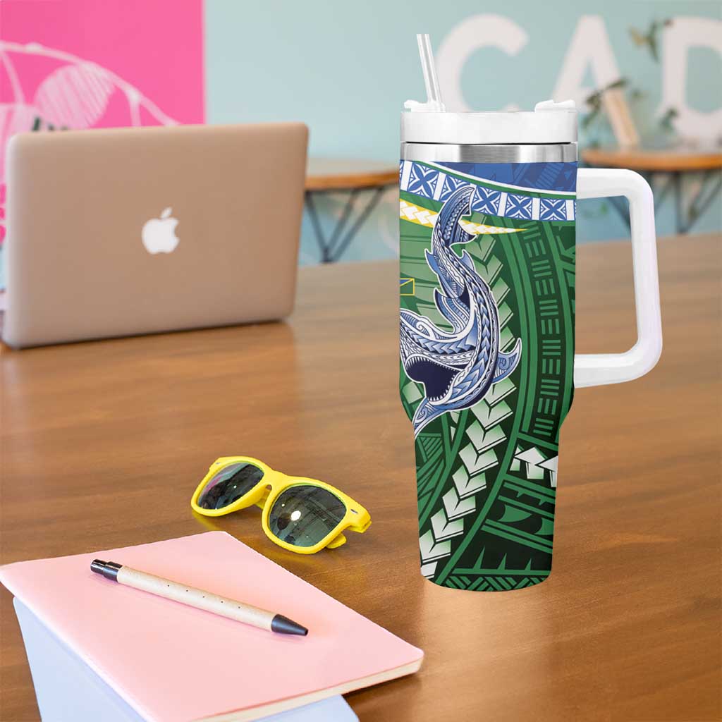 Melanesian Solomon Islands Tumbler With Handle Tropical Shark Tattoo LT9 - Polynesian Pride