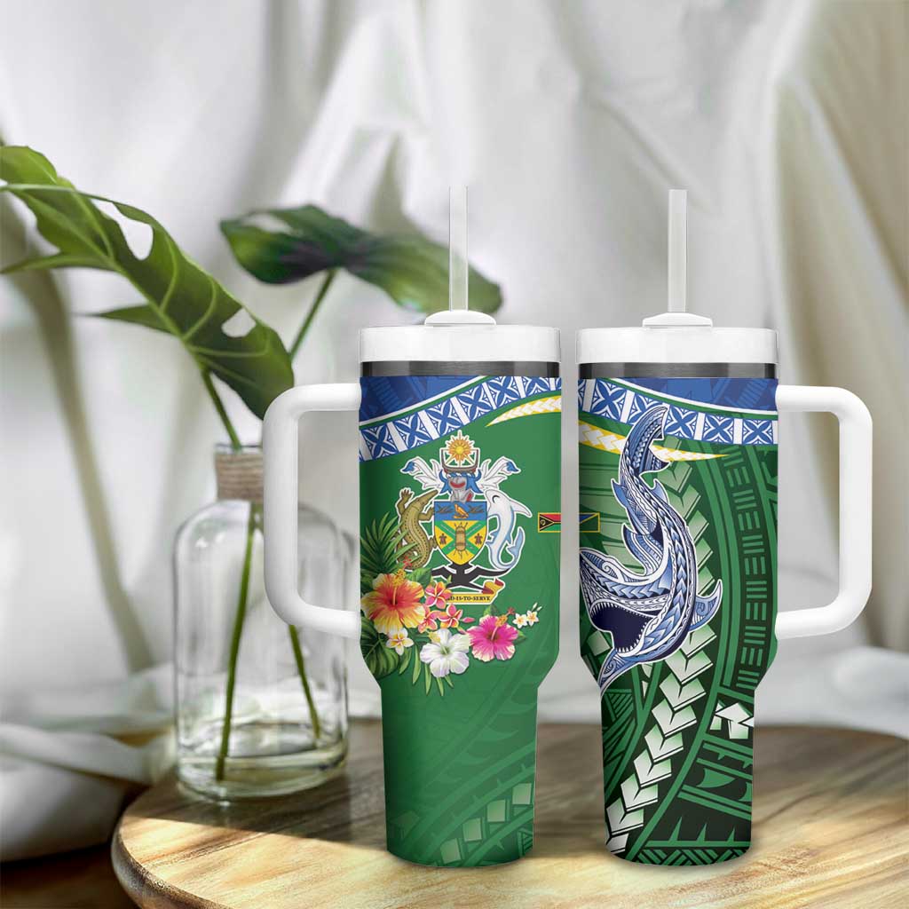 Melanesian Solomon Islands Tumbler With Handle Tropical Shark Tattoo LT9 - Polynesian Pride