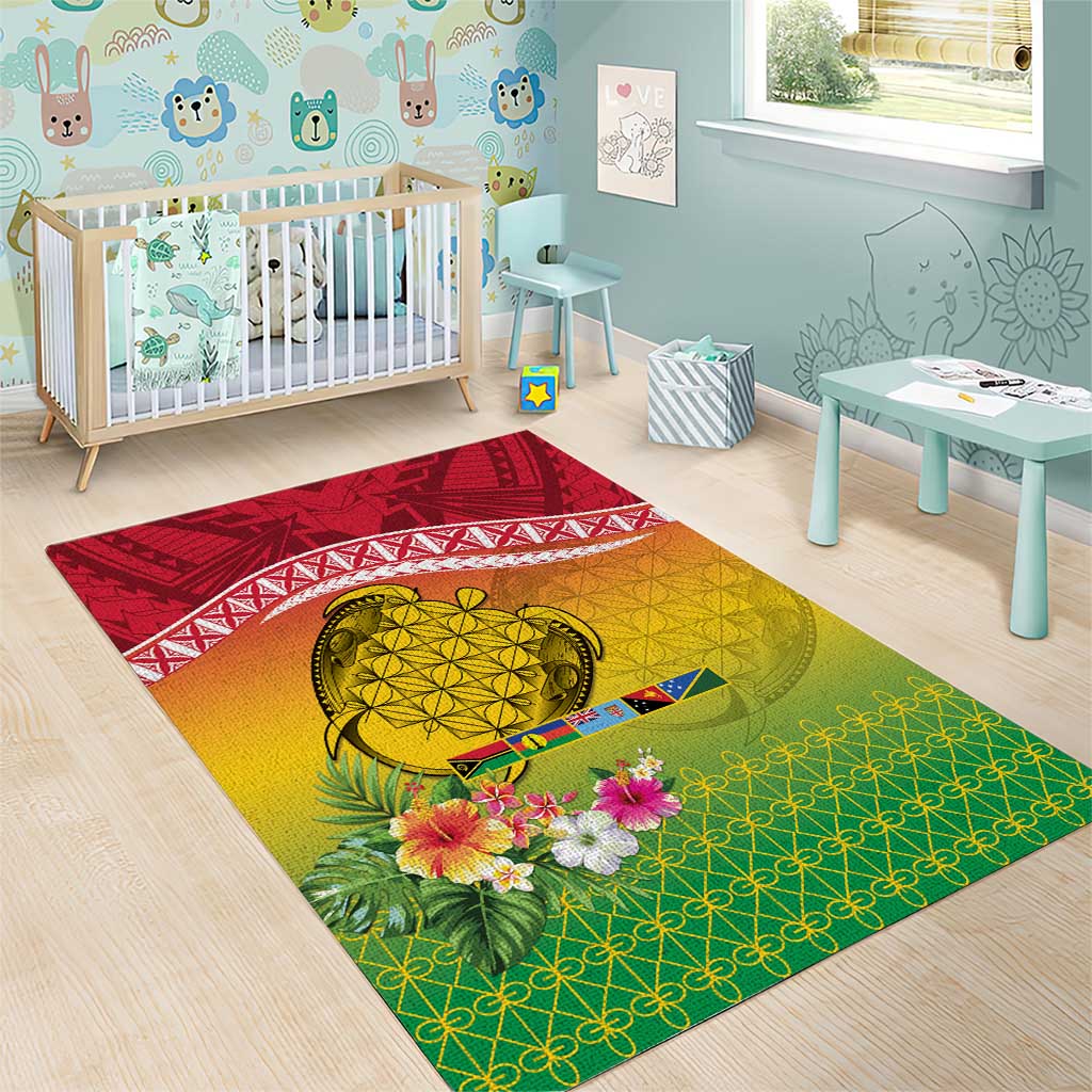 Melanesian Ni-Vanuatu Area Rug Sea Turtle with Sand Drawing Pattern LT9 - Polynesian Pride