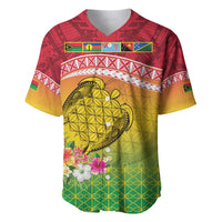 Melanesian Ni-Vanuatu Baseball Jersey Sea Turtle with Sand Drawing Pattern LT9 Reggae - Polynesian Pride
