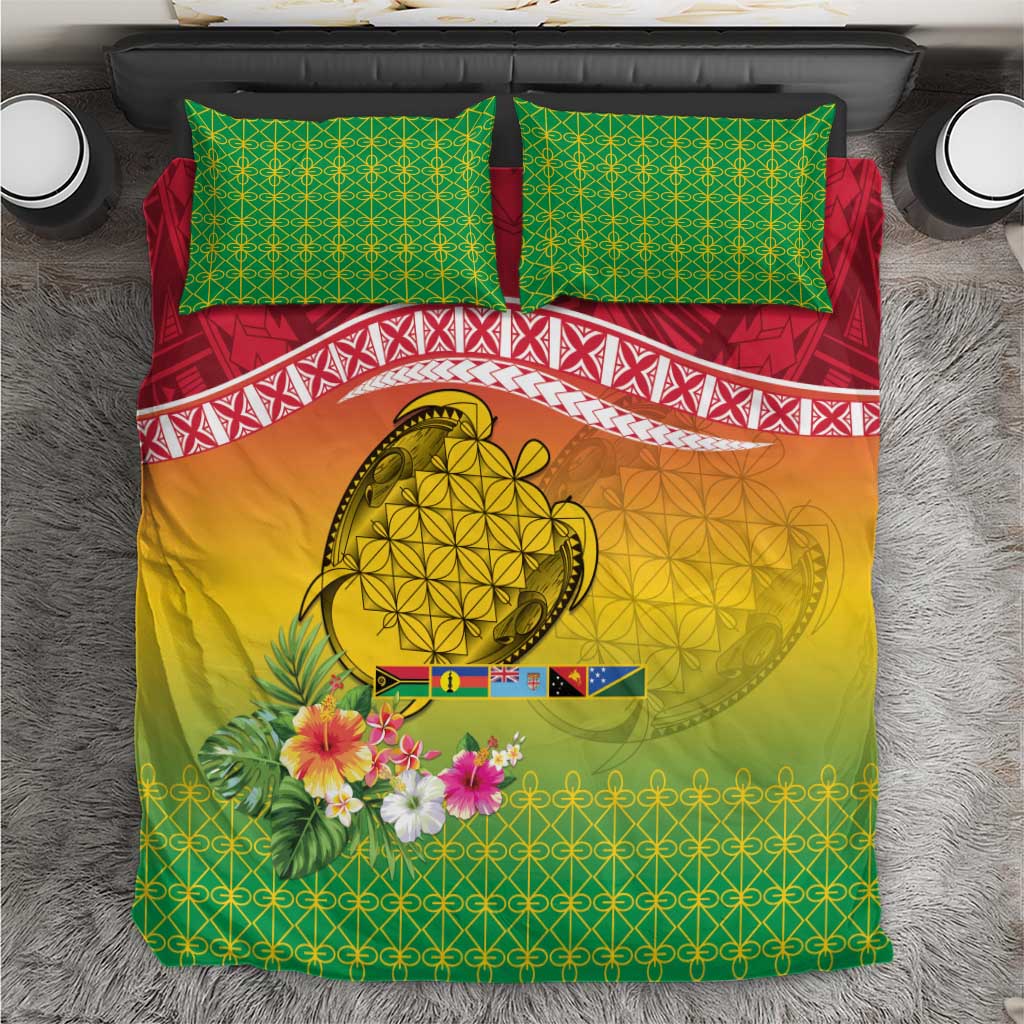 Melanesian Ni-Vanuatu Bedding Set Sea Turtle with Sand Drawing Pattern