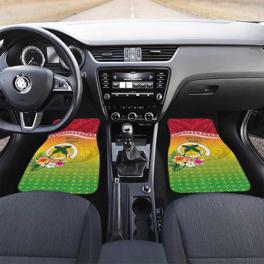 Melanesian Ni-Vanuatu Car Mats Sea Turtle with Sand Drawing Pattern LT9 Set 2pcs - Front Reggae - Polynesian Pride