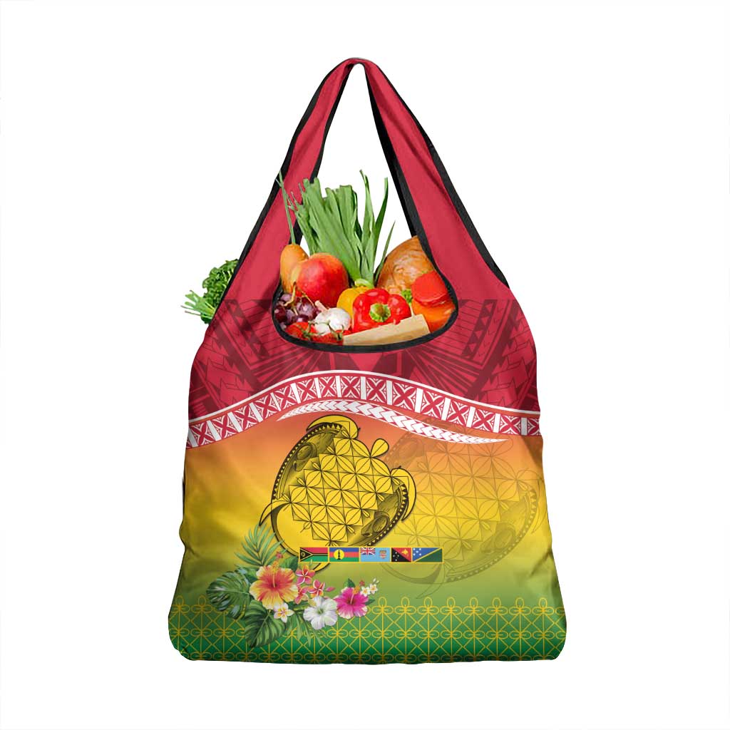 Melanesian Ni-Vanuatu Grocery Bag Sea Turtle with Sand Drawing Pattern LT9 1-pack One Size Reggae - Polynesian Pride