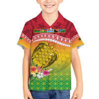 Melanesian Ni-Vanuatu Kid Hawaiian Shirt Sea Turtle with Sand Drawing Pattern LT9 Kid Reggae - Polynesian Pride