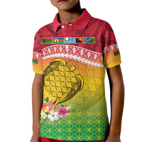 Melanesian Ni-Vanuatu Kid Polo Shirt Sea Turtle with Sand Drawing Pattern LT9 Kid Reggae - Polynesian Pride