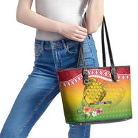 Melanesian Ni-Vanuatu Leather Tote Bag Sea Turtle with Sand Drawing Pattern LT9 - Polynesian Pride