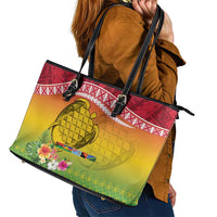 Melanesian Ni-Vanuatu Leather Tote Bag Sea Turtle with Sand Drawing Pattern LT9 - Polynesian Pride