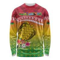 Melanesian Ni-Vanuatu Long Sleeve Shirt Sea Turtle with Sand Drawing Pattern LT9 Unisex Reggae - Polynesian Pride