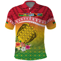 Melanesian Ni-Vanuatu Polo Shirt Sea Turtle with Sand Drawing Pattern LT9 Reggae - Polynesian Pride