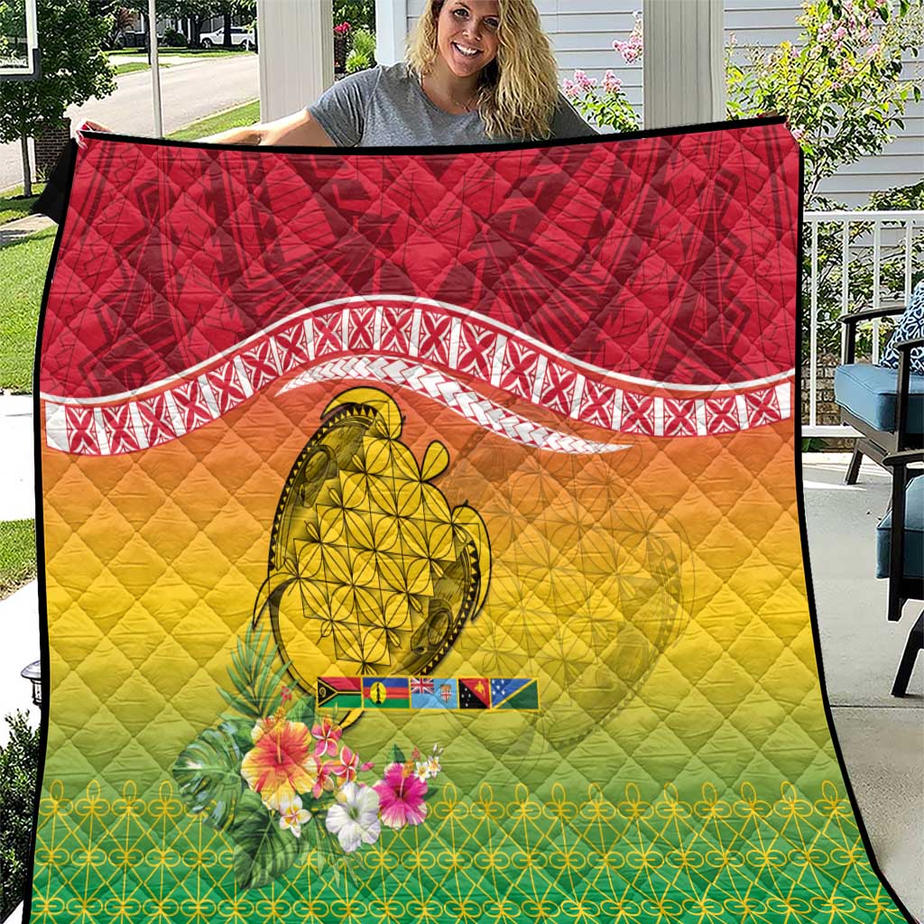 Melanesian Ni-Vanuatu Quilt Sea Turtle with Sand Drawing Pattern LT9 Reggae - Polynesian Pride