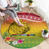Melanesian Ni-Vanuatu Round Carpet Sea Turtle with Sand Drawing Pattern LT9 - Polynesian Pride