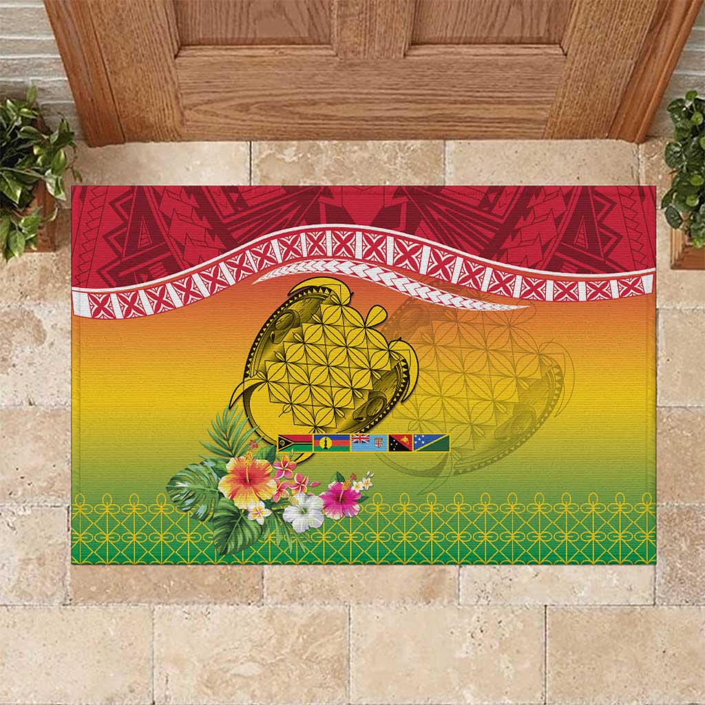 Melanesian Ni-Vanuatu Rubber Doormat Sea Turtle with Sand Drawing Pattern LT9 Reggae - Polynesian Pride