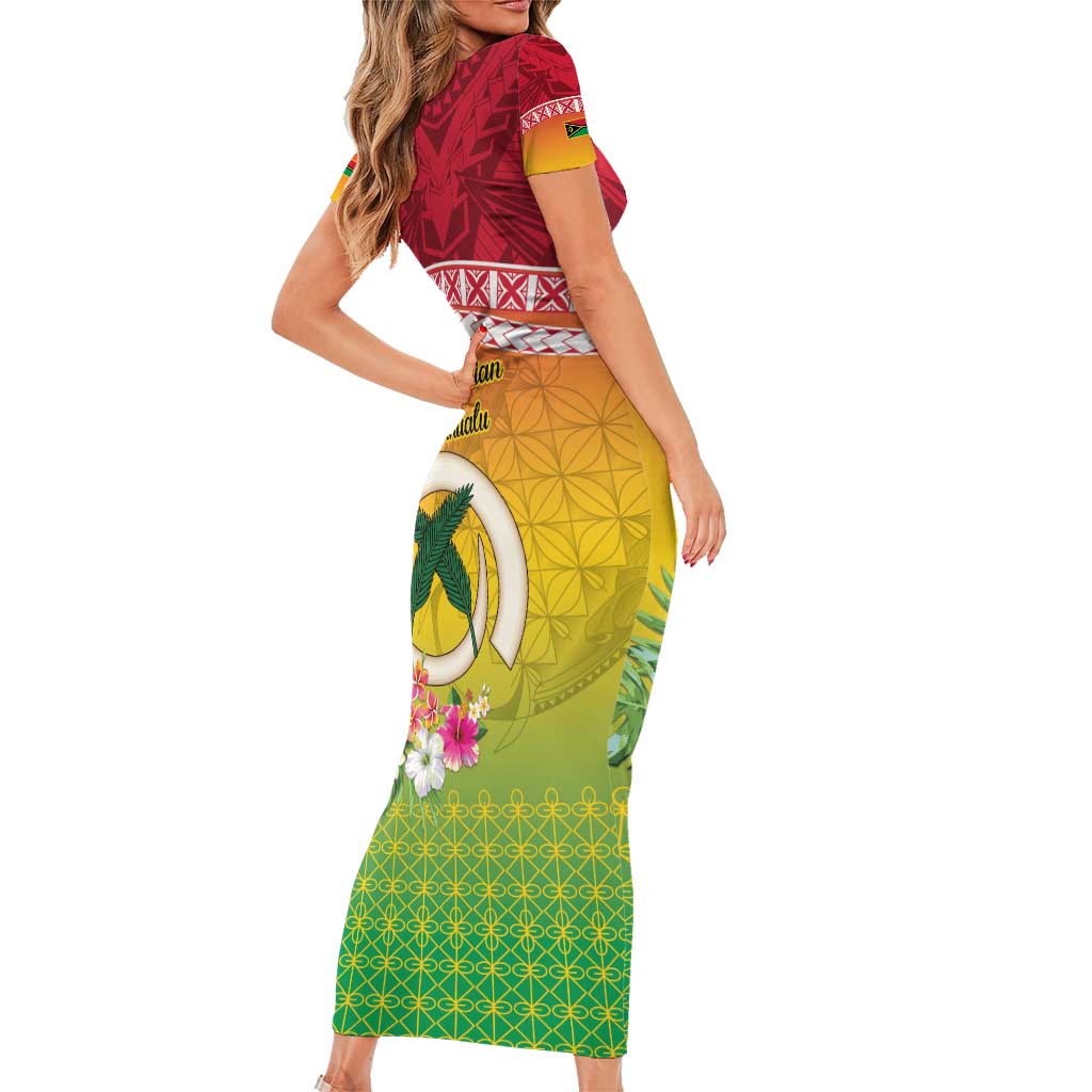 Melanesian Ni-Vanuatu Short Sleeve Bodycon Dress Sea Turtle with Sand Drawing Pattern LT9 - Polynesian Pride