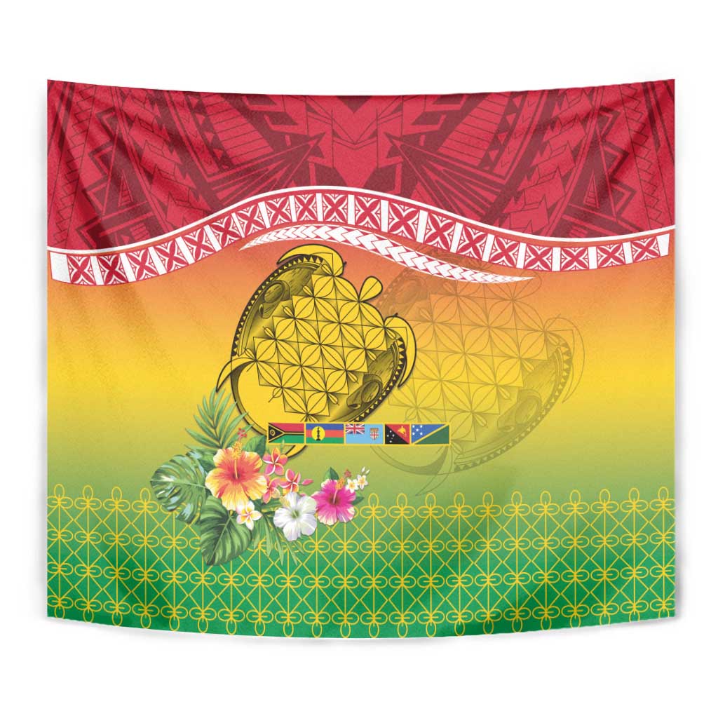 Melanesian Ni-Vanuatu Tapestry Sea Turtle with Sand Drawing Pattern LT9 - Polynesian Pride