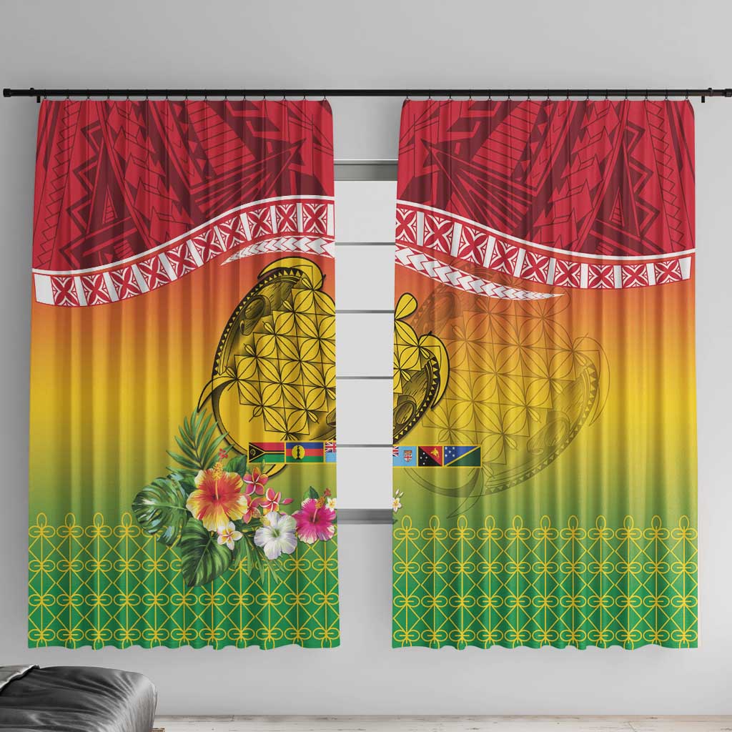 Melanesian Ni-Vanuatu Window Curtain Sea Turtle with Sand Drawing Pattern LT9 With Hooks Reggae - Polynesian Pride