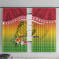 Melanesian Ni-Vanuatu Window Curtain Sea Turtle with Sand Drawing Pattern LT9 With Hooks Reggae - Polynesian Pride